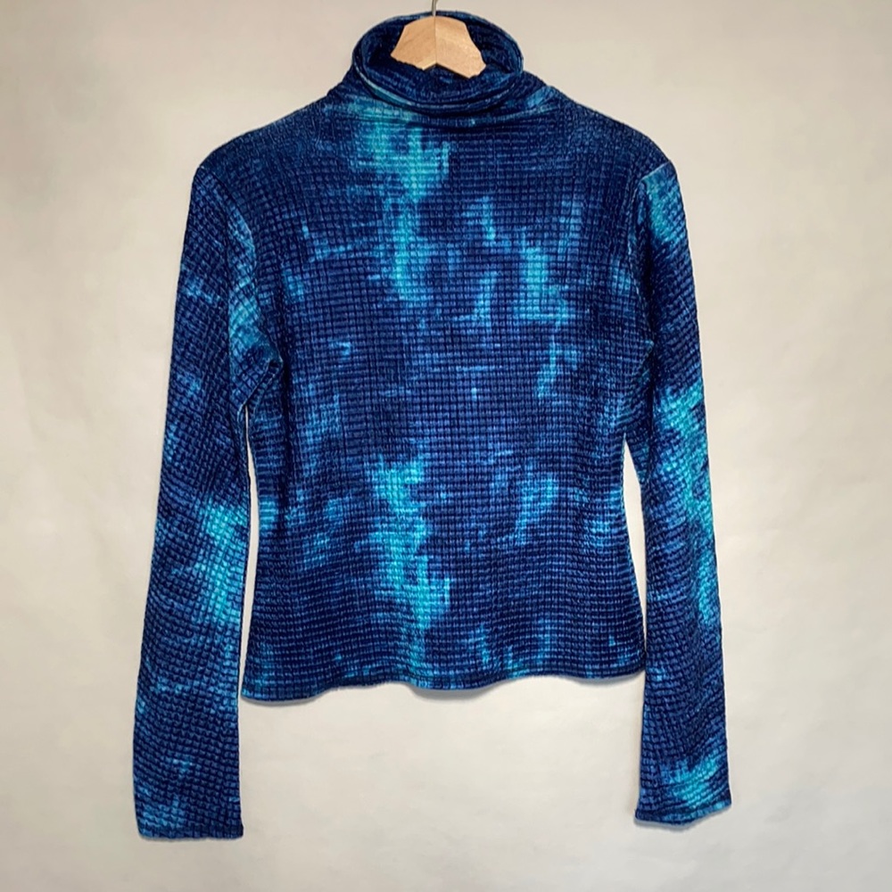 Kisca by Komarov Blue Textured Turtleneck